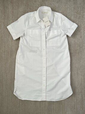 NWT Everlane Oxford Short Sleeve Shirt Dress M White Cotton Summer